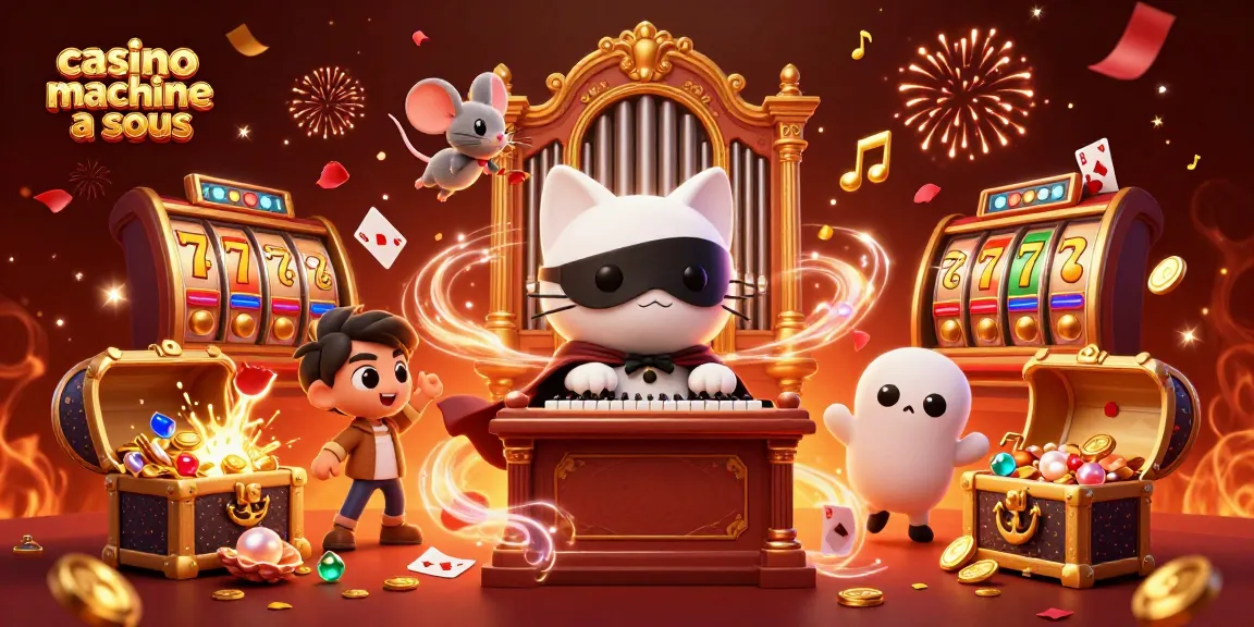 Faites tourner les rouleaux sur la machine à sous du casino avec le chat fantôme et la souris acrobate.