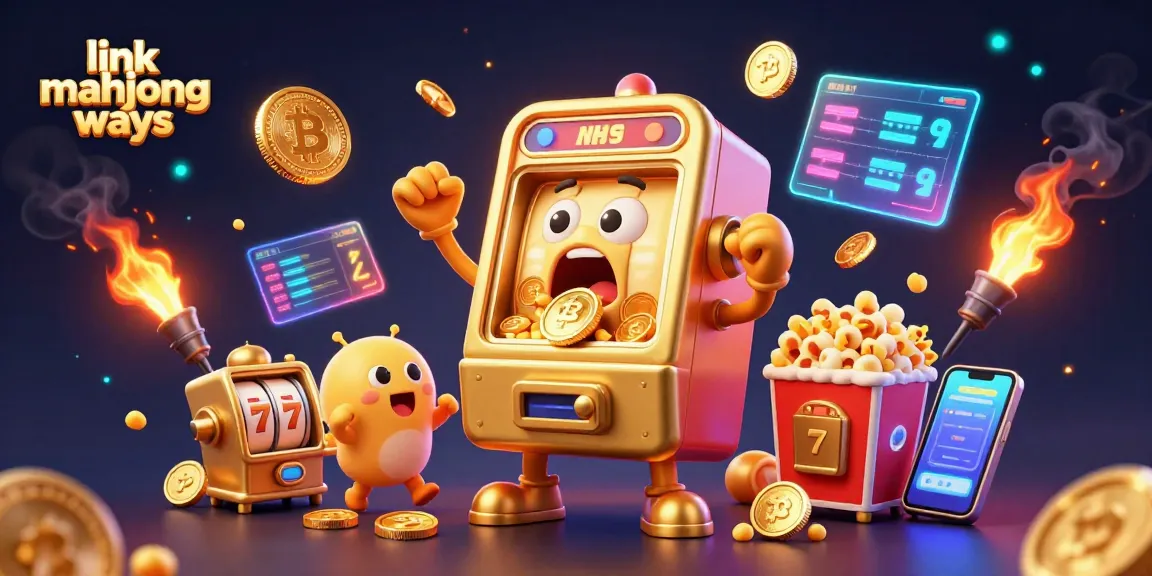 Engage with the link mahjong ways gaming experience as the golden slot machine hits a jackpot surrounded by cheering mini machines.