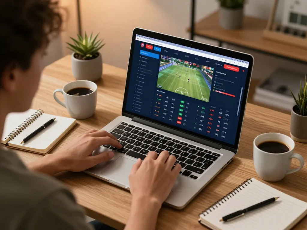Engaging user betting on sports via the xo88 platform at home, showcasing comfort and strategy.