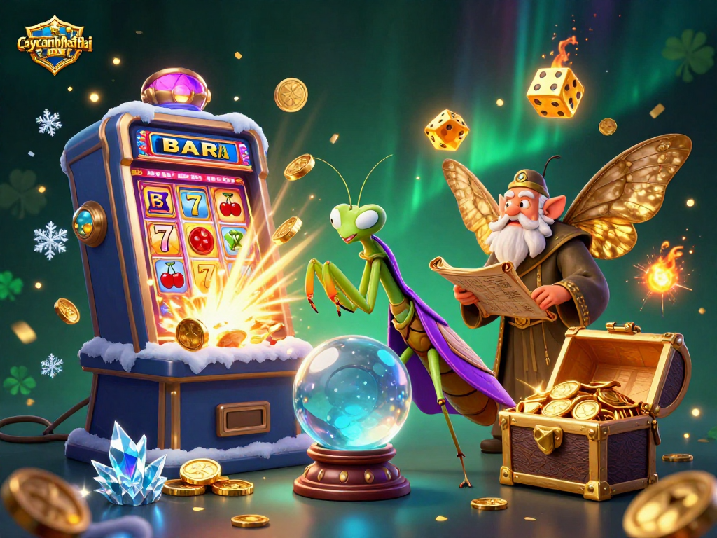 Caycanhphattai showcases a lively 3D scene with fortune teller characters and exciting casino elements, embodying thrilling gameplay.