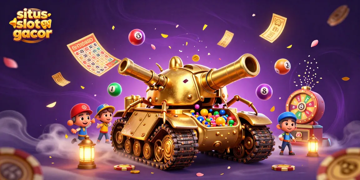 Experience the excitement of situs slot gacor with a vibrant casino scene featuring colorful lottery and gaming elements.
