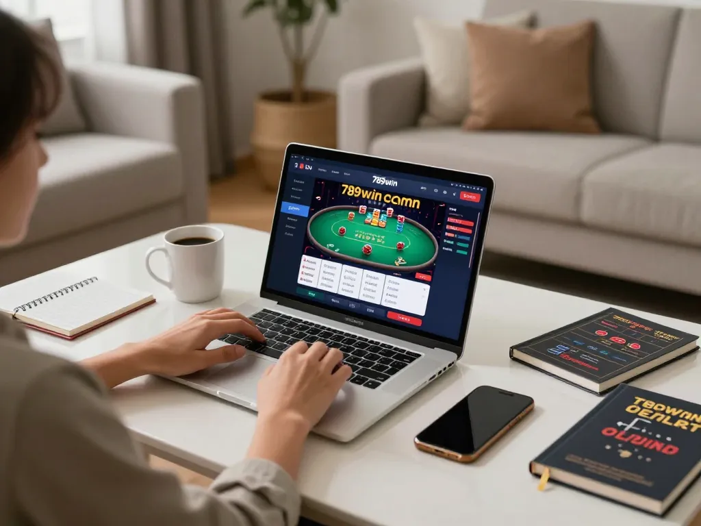 Engaging poker gameplay on 789win com displayed on a laptop, highlighting online gambling strategies.