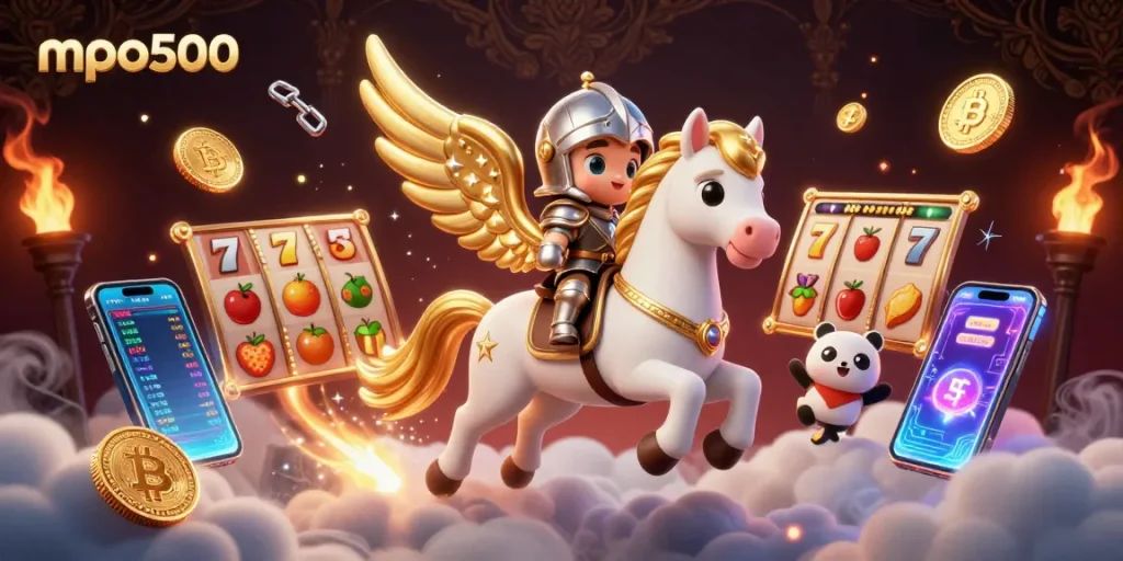 Experience mpo500's thrilling jackpot wins with this vibrant and dynamic casino illustration.